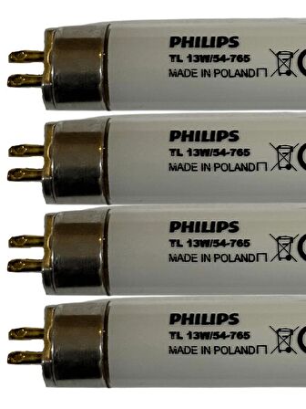 Philips 13W 765 6500K (Beyaz Işık) Floresan G5 Duylu T5 Floresan (4 Adet)