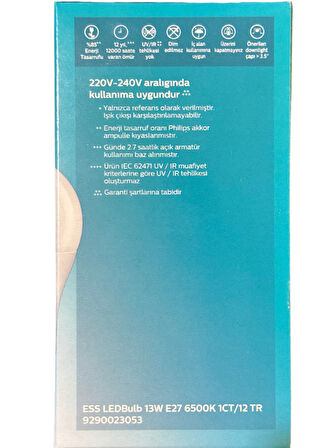 Philips 13W (90W) 6500K (Beyaz Işık) E27 Duylu Klasik Led Ampul