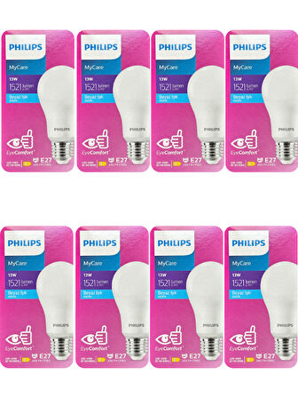 Philips 13W (100W) 6500K (Beyaz Işık) E27 Duylu Led Ampul (8 Adet)