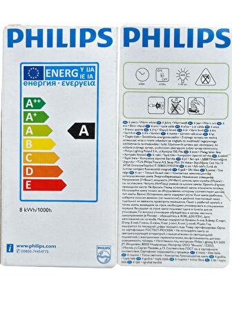 Philips 8W (45W) 2700K (Sarı Işık) E14 Duylu (İnce Duy) Floresan Ampul