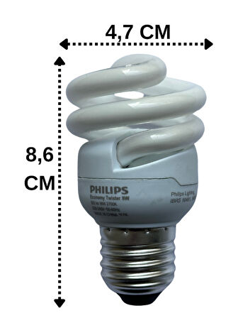 Philips 8W (45W) 2700K (Sarı Işık) E27 Duylu (Kalın Duy) Floresan Ampul