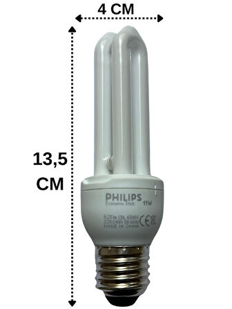 Philips 11W (53W) 6500K (Beyaz Işık) E27 Duylu (Kalın Duy) Floresan Ampul