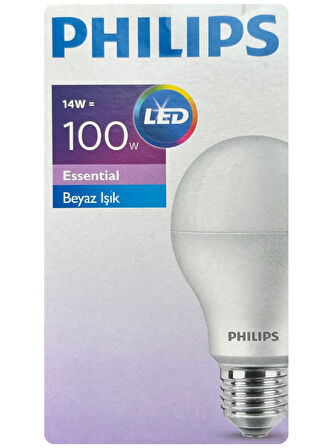 (5 Adet) Philips 14W (100W) Beyaz Işık E27 Duylu (Kalın Duy) Led Ampul