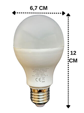 (5 Adet) Philips 14W (100W) Beyaz Işık E27 Duylu (Kalın Duy) Led Ampul