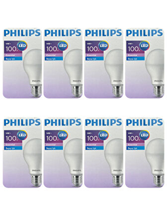 (8 Adet) Philips 14W (100W) Beyaz Işık E27 Duylu (Kalın Duy) Led Ampul