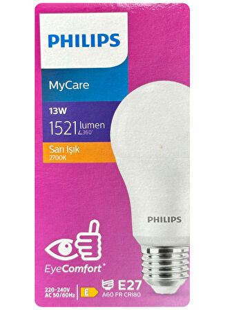 (3 Adet) Philips 13W Sarı Işık E27 Duylu (Kalın Duy) Led Ampul