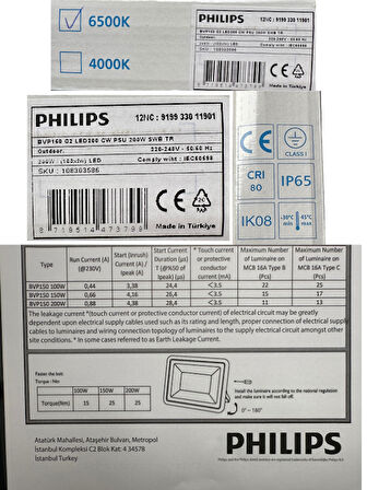(1 Adet) PHILIPS 200W PROJEKTÖR BEYAZ (6500K) BVP160 G2 LED200 CW PSU SWB TR