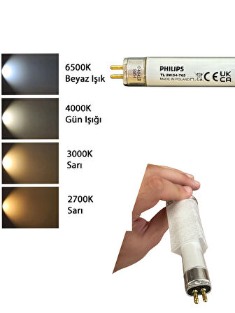 (1 Adet) Philips 8W 765 Beyaz Işık (6500K) G5 Duylu T5 Floresan