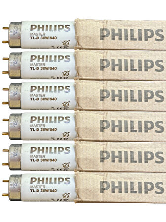 (6 Adet) Philips 30W 840 Günışığı (4000K) G13 Duylu T8 Floresan