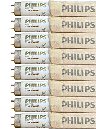(8 Adet) Philips 30W 840 Günışığı (4000K) G13 Duylu T8 Floresan