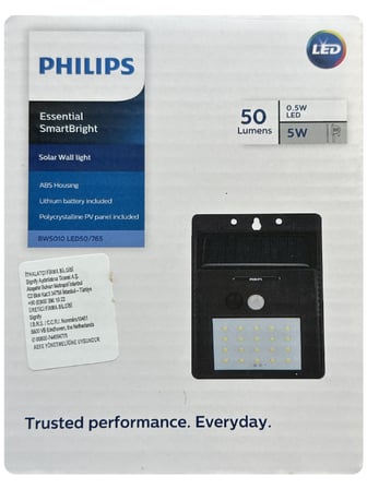 (10 Adet) Philips 5W Beyaz Işık (6500K) Güneş Panelli Duvar Armatür