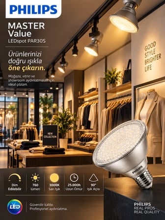 (12 Adet) Philips 9.5W 3000K Sarı Işık E27 Duylu 760 Lümen Dim Edilebilir Par30 Ampul