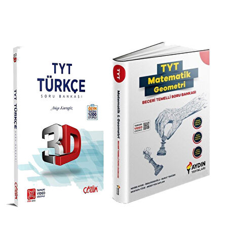 3D TYT Türkçe ve Aydın Matematik Geometri Beceri Temelli Soru Bankası Seti 2 Kitap