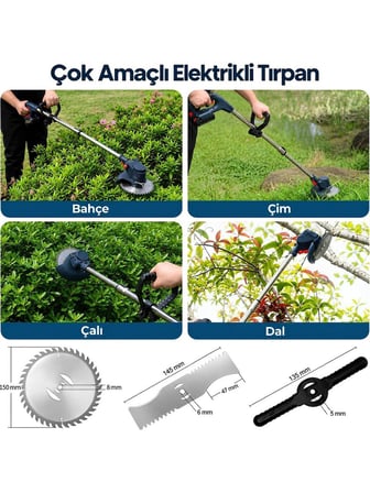 Prohummer PHM012 Akülü Profesyonel Teleskopik Kollu 4lü Bahçe Seti - Dal Budama Makası, Dal budama Testeresi, Çim Biçme Makinesi ve 2mt Uzatma Kolu 21V 3Ah