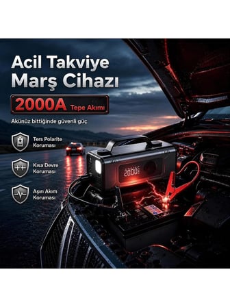 Prohummer PHM014 Jump Starter - Çok Fonksiyonlu 10 u 1 Arada Süpürgeli Kompresörlü Akü Takviye Cihazı 12000mAh - Powerbank