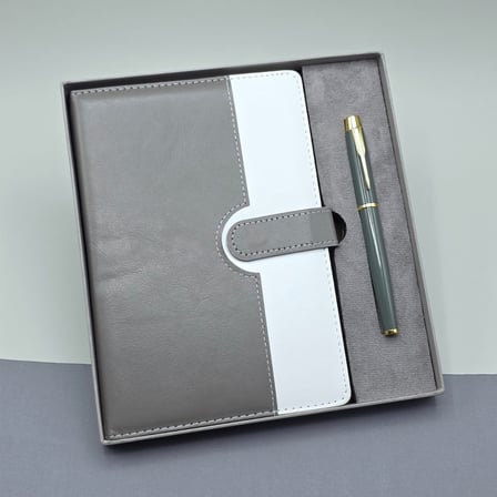 Delux Serisi Kutulu Deri Defter Roller Kalem Set Öğretmen Hediyesi