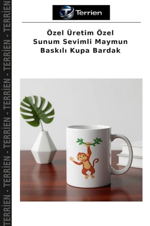 Özel Üretim Özel Sunum Sevimli Maymun Baskılı Kupa Bardak