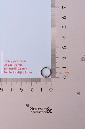 Çelik İnce Halka Piercing 8 mm Tragus Helix Kıkırdak Hologram Renkli