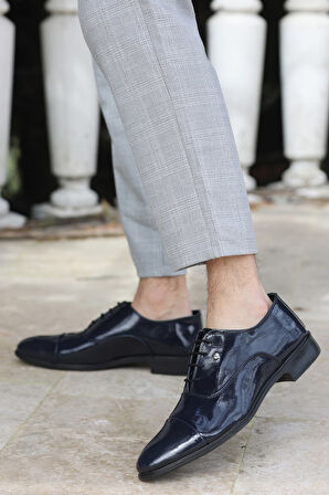 Pierro Erkek Lacivert Rugan Klasik ve Damatlık Rugan Ayakkabı Pierro-1950