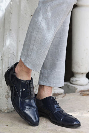 Pierro Erkek Lacivert Rugan Klasik ve Damatlık Rugan Ayakkabı Pierro-1950