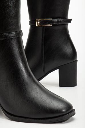 Suins Pietro Premium Kadın Siyah Çizme 6 Cm Topuk Boyu Çizme