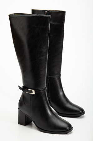 Suins Pietro Premium Kadın Siyah Çizme 6 Cm Topuk Boyu Çizme