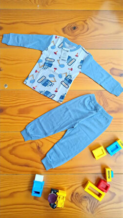 ERKEK ÇOCUK KARAKTER BASKILI %100 PAMUKLU RENKLİ PİJAMA TAKIMI