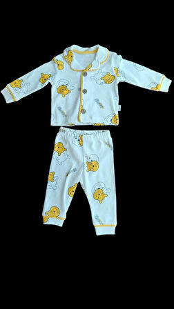 6 ay 2 yaş ARASI  BEBEK PİJAMA TAKIMI DÜĞMELİ YUMUŞAK DOKULU