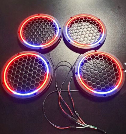 Piksel Neon Ledli 16cm Midrange Hoparlör Kapağı 4adet Kapak+Modül Soketli Tak Çıkart Kolay Montaj