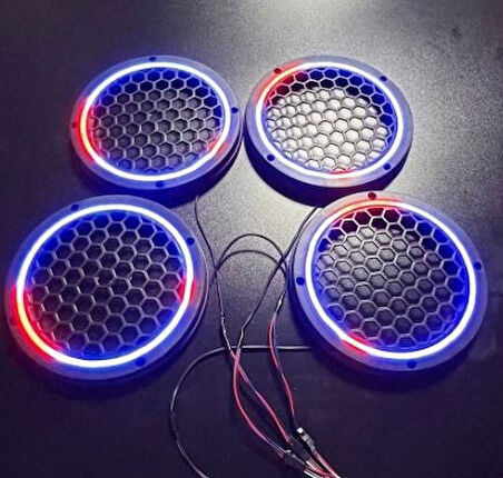 Piksel Neon Ledli 16cm Midrange Hoparlör Kapağı 4adet Kapak+Modül Soketli Tak Çıkart Kolay Montaj