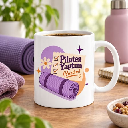 Pilates Molası Tasarımlı Porselen Kupa - MODEL 353