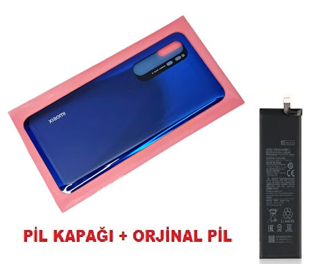 Tkgz Xiaomi Mi Note 10 Lite Arka Kapak Batarya Pil Kapağı + PİL (CAM) MAVİ
