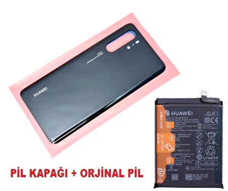Tkgz Huawei Uyumlu P30 PRO Arka Kapak Batarya Pil Kapağı + PİL (CAM) SİYAH