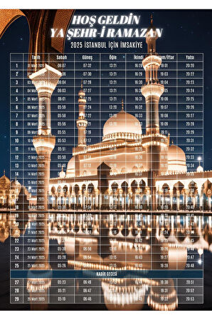 Ramazan İmsakiyesi Modern Kişiye Özel Tasarımlı Dijital Baskı 6 Adet A4 300 gr Model 14