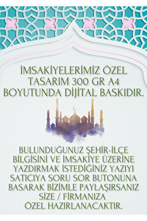 Ramazan İmsakiyesi Modern Kişiye Özel Tasarımlı Dijital Baskı 500 Adet A4 300 gr Model 37