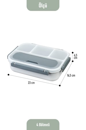 Kaşık Çatallı Lunch Box Sızdırmaz Contalı Kapaklı 4 Bölmeli Beslenme Kabı - Pembe