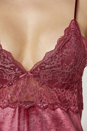 Kadife Saten Gecelik - 845