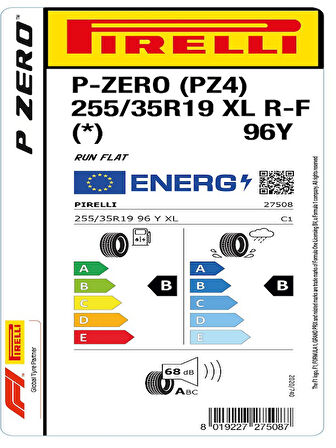 Pirelli 255/35R19 96Y XL P-zero L.S. RFT * Oto Yaz Lastiği (Üretim Yılı: 2025)