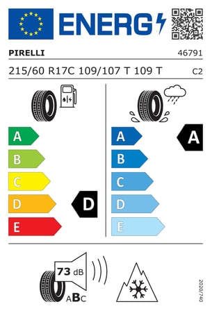 Pirelli Winter Carrier 215/60R17C 109T M+S 3PMSF Hafif Ticari Kış Lastiği (Üretim Yılı:2026)