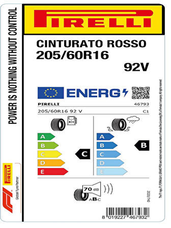 Pirelli 205/60R16 92V Cinturato Rosso Oto Yaz Lastiği(Üretim Yılı: 2025)