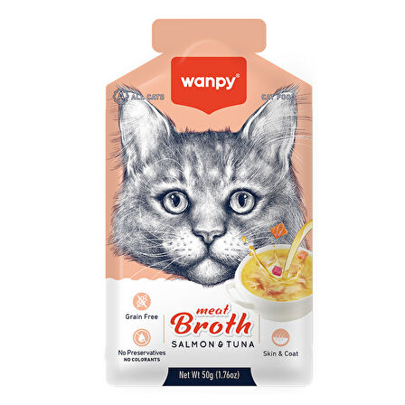 Petlovebutik Kediler için Somon & Ton Balığı Eti Çorbası 50g