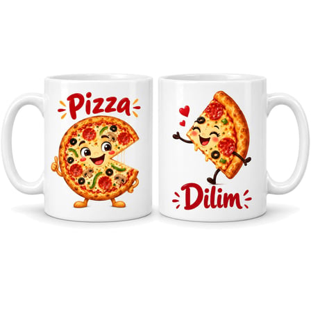 Pizza ve Dilim 2`li Porselen Kupa Seti - MODEL 365