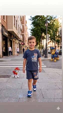 PAWPATROL BASKILI ŞORTLU YAZLIK ALT ÜST ERKEK ÇOCUK TAKIMI DAR KALIP