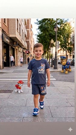 PAWPATROL BASKILI ŞORTLU YAZLIK ALT ÜST ERKEK ÇOCUK TAKIMI DAR KALIP