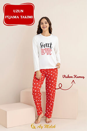 Kadın Pijama Takımı Pamuklu Bisiklet Yaka Pijama