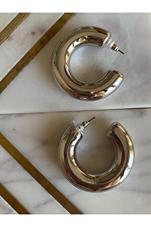 Yarım Halka Büyük Tombul Model Küpe 4 Cm