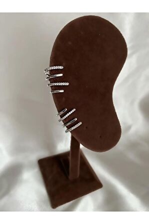4 Sıra Çoklu Zirkon Taşlı Gümüş Kaplama Küpe Çifti