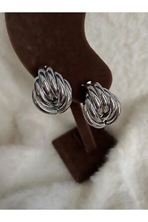 Şık Klasik Iç Içe Geçen Halkalar Küpe Çifti