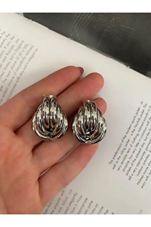 Şık Klasik Iç Içe Geçen Halkalar Küpe Çifti