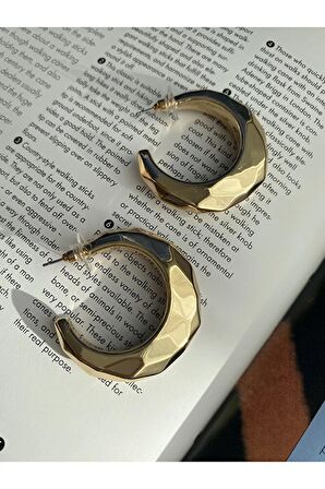 Kadın Bombeli Halka Gold Kaplama Küpe Çifti